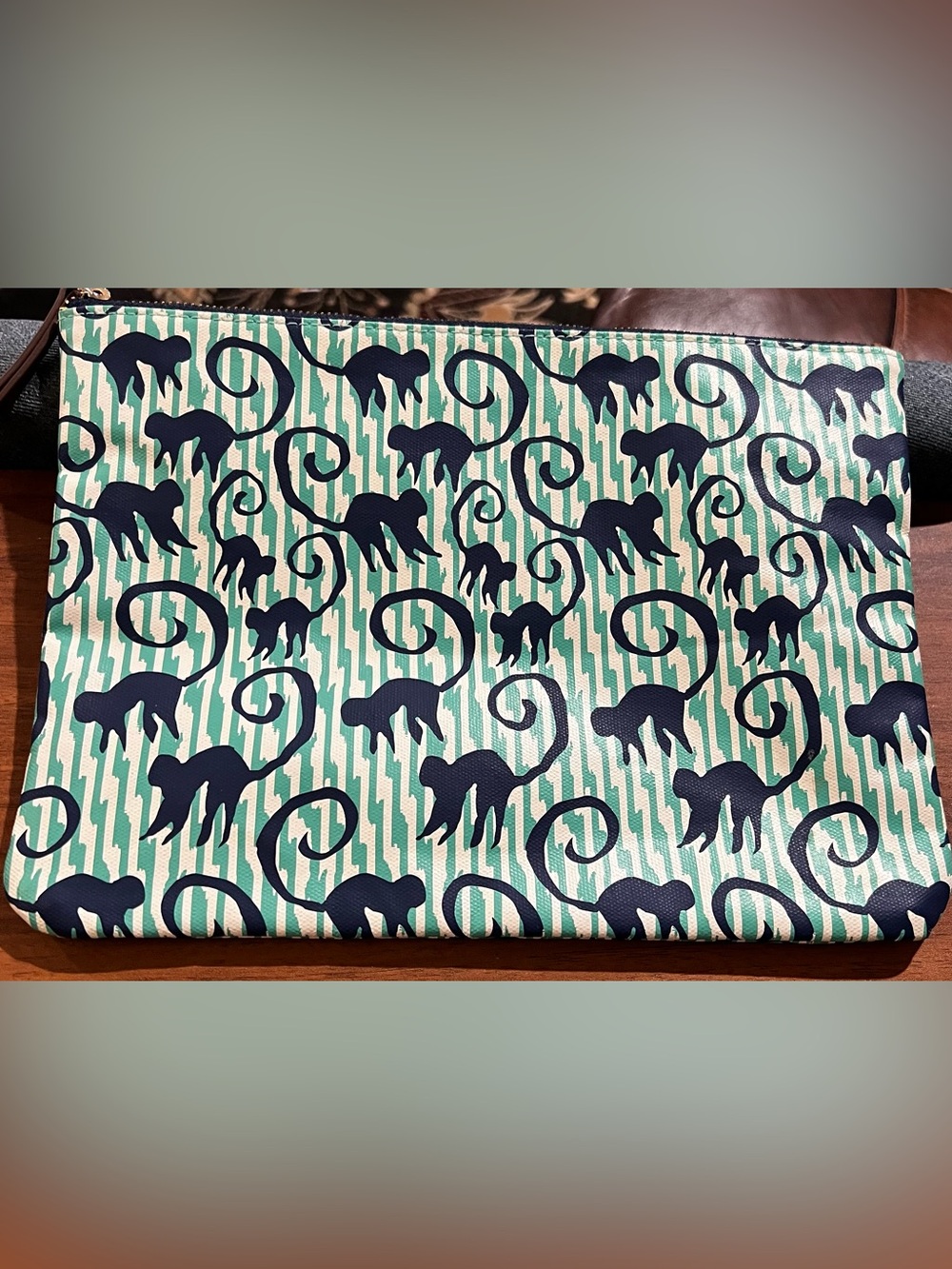 Stella & Dot Monkey Print Clutch Cosmetic Bag Preppy Party Girl’s Night Out